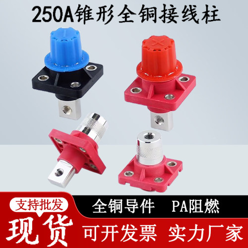 纯铜加长锥形250A接线柱铅改锂专用新能源锂电池强启储能端子红黑