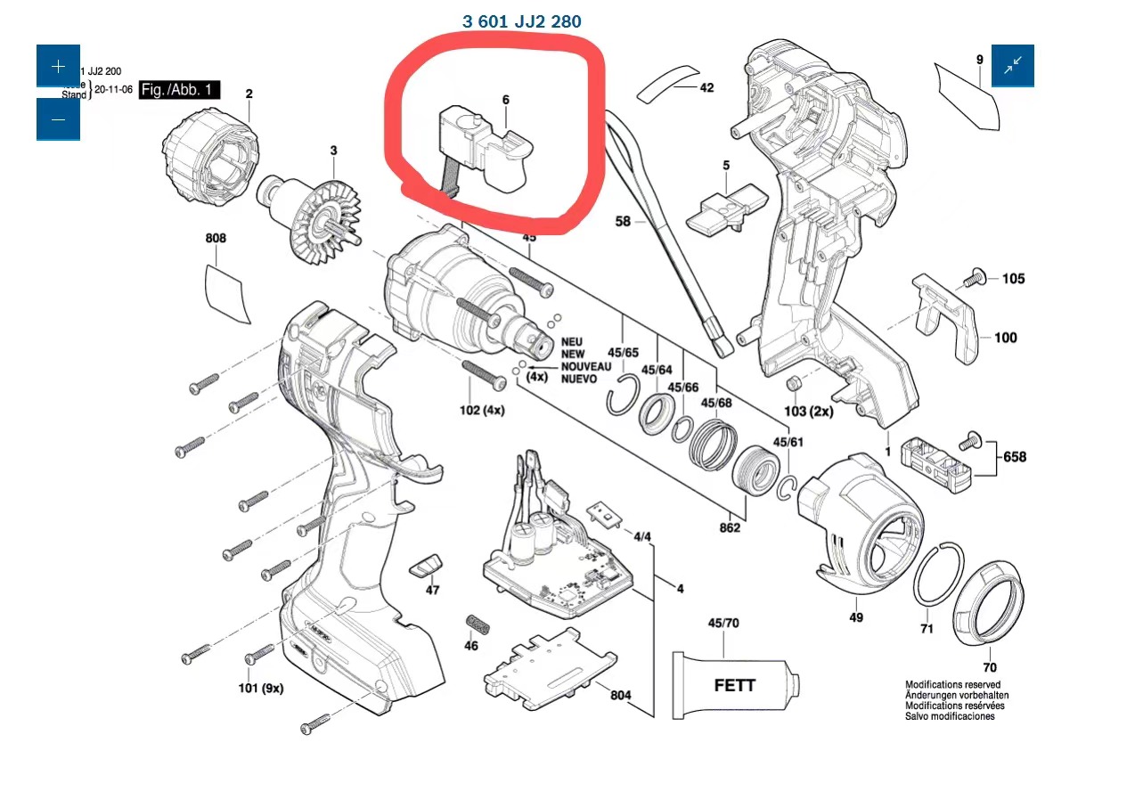 博世原装正品配件开关适用于博世电动工具GDX18V-200冲击扳手