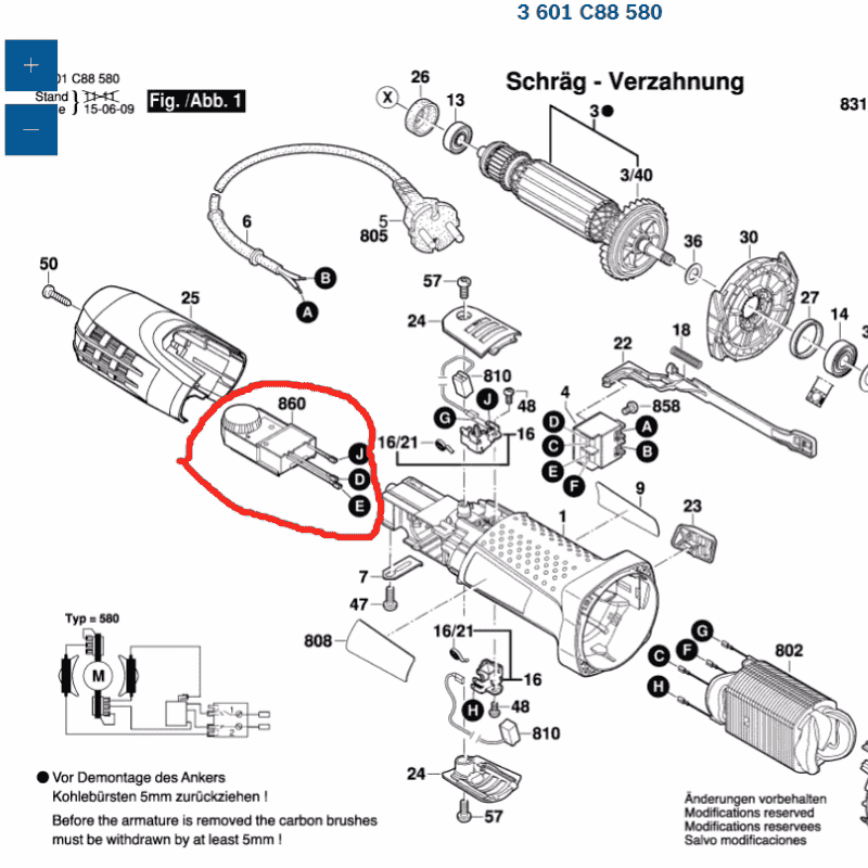 博世角磨机GWS7-100ET调速器
