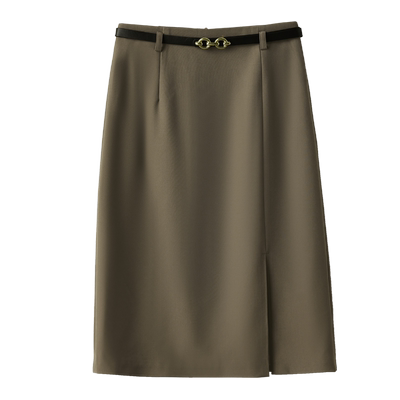 高腰中长裙A字版型百搭