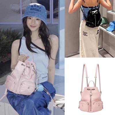 顺丰秒发 Restandrecreation 25新款 logo吊坠链条双肩包抽绳背包