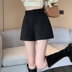 毛呢短裤女2022年新款秋冬季高腰A字阔腿靴裤百搭显瘦呢子打底裤