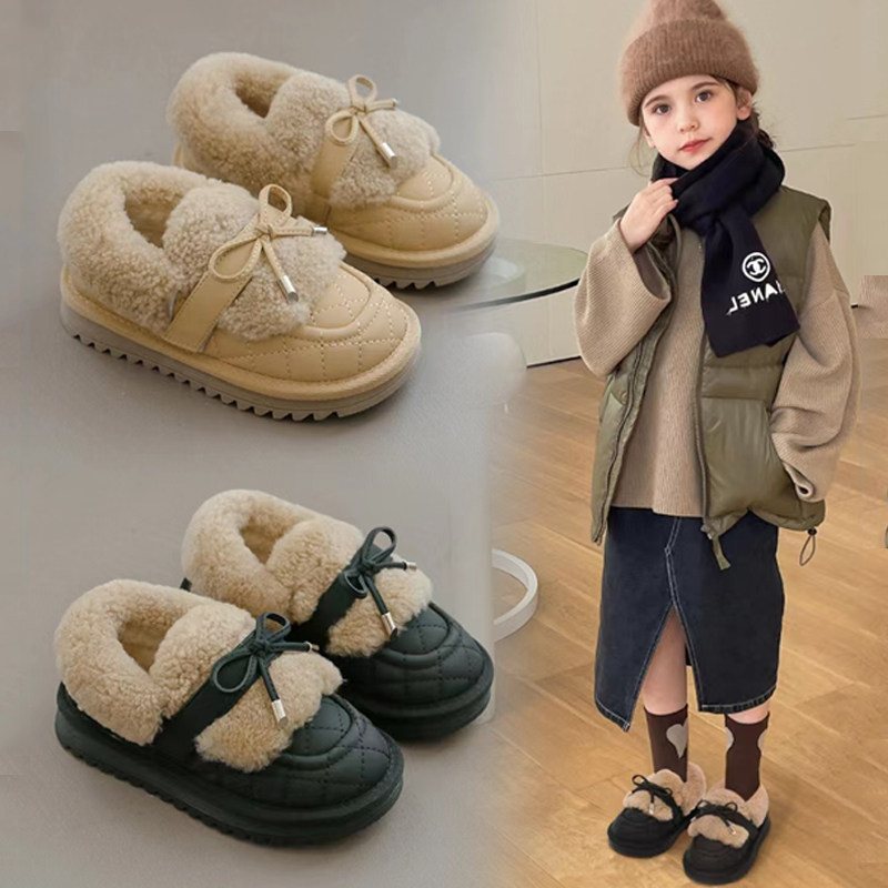 女童棉鞋2025新款儿童加绒蝴蝶结毛毛鞋冬季雪地靴宝宝软底豆豆鞋,童鞋/婴儿鞋/亲子鞋,棉鞋,淘宝优惠券,粉丝福利购,淘宝优惠卷