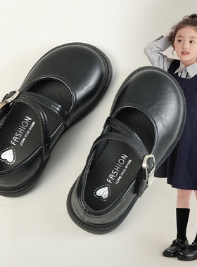 女童鞋英伦风小皮鞋黑色百搭单鞋2005新款春秋季鞋子儿童公主鞋子