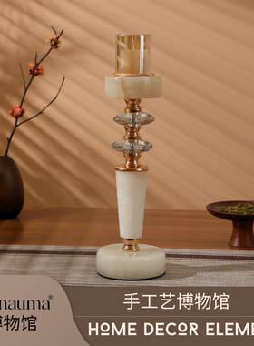 轻奢大理石水晶铜烛台浪漫蜡烛台