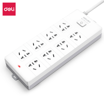 得力18262 18262-02 18263 18262-10插排插座延长线插座总控开关带线插头拖线板插线板3米5米10米8孔电源插座