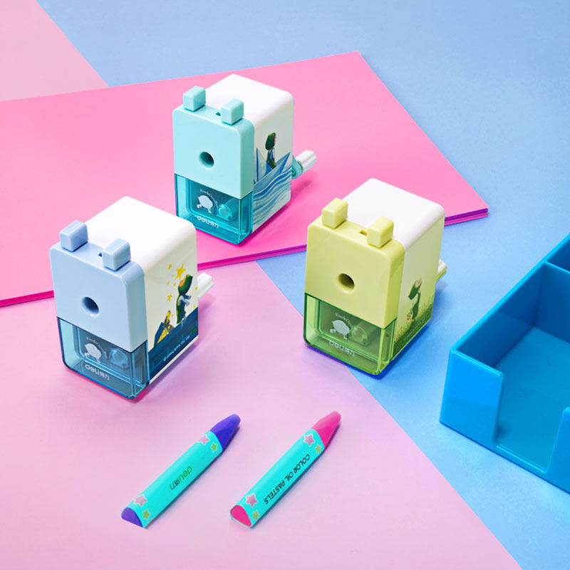 得力0748文具可爱美术素描削笔机彩铅用手摇卷笔刀 学习用品碳笔削笔