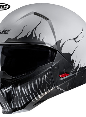 韩国HJC i20户外骑行头盔防雾半盔火焰骷髅可拆装头盔