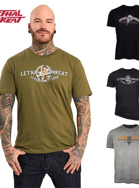 美国Lethal Threat骑行短袖纯棉休闲T恤宽松圆领透气吸汗男潮