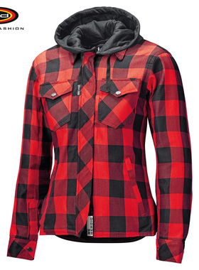 德国Held Lumberjack II 62010女式格子衬衫连帽夹克骑行服