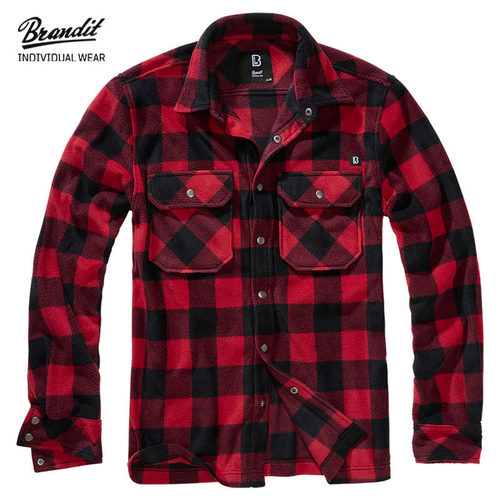 德国Brandit复古抓绒衬衫骑行服休闲格子衬衫保暖