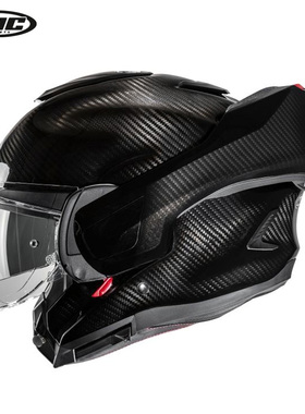 韩国HJC F100碳纤维揭面盔户外骑行头盔四季防雾双镜片