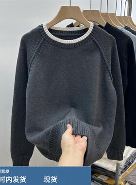 粗线反骨 100%纯棉毛衣女装春秋冬季厚款上衣宽松单穿全棉针织衫