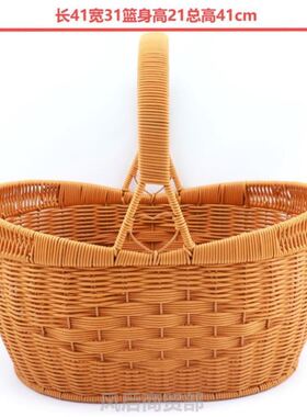 藤编创意买菜手提菜篮野餐蘑菇蔬菜采摘购物篮水果篮零食收纳篮子