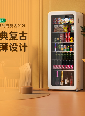 HCK哈士奇冰吧冷藏柜超薄嵌入家用客厅茶叶饮料冰箱办公室高颜值