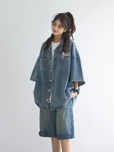 Рубашка, ретро куртка, подходит для подростков, в американском стиле, оверсайз