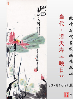 潘天寿映日荷花图临摹画心画稿