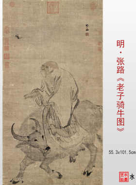 张路老子骑牛图临摹画稿仿古画