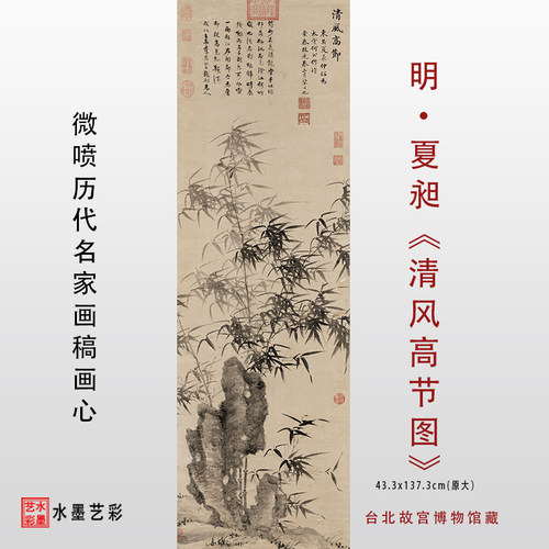 临摹画稿高清微喷明代夏昶竹子图