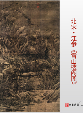 范宽雪山楼阁图高清临摹画稿