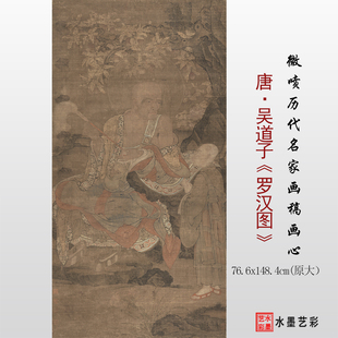 唐吴道子罗汉图临摹画稿 微喷复制原大人物临摹画稿底稿画心