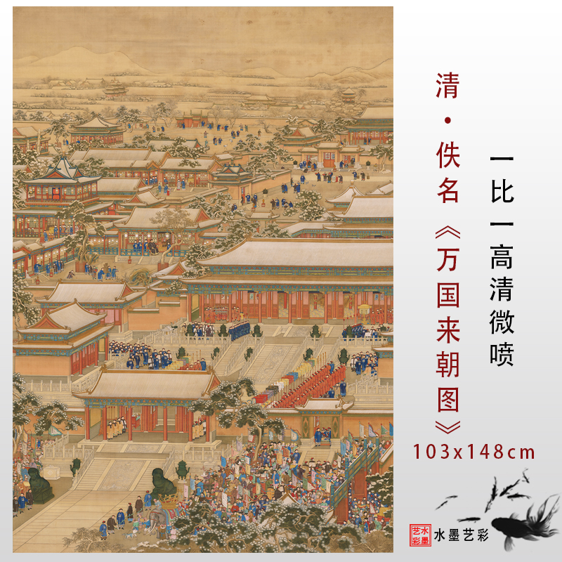 万国来朝图国画人物画稿微喷复制