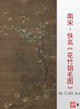 南宋佚名花竹翎毛图微喷打印宋代花鸟画临摹画稿复制画心