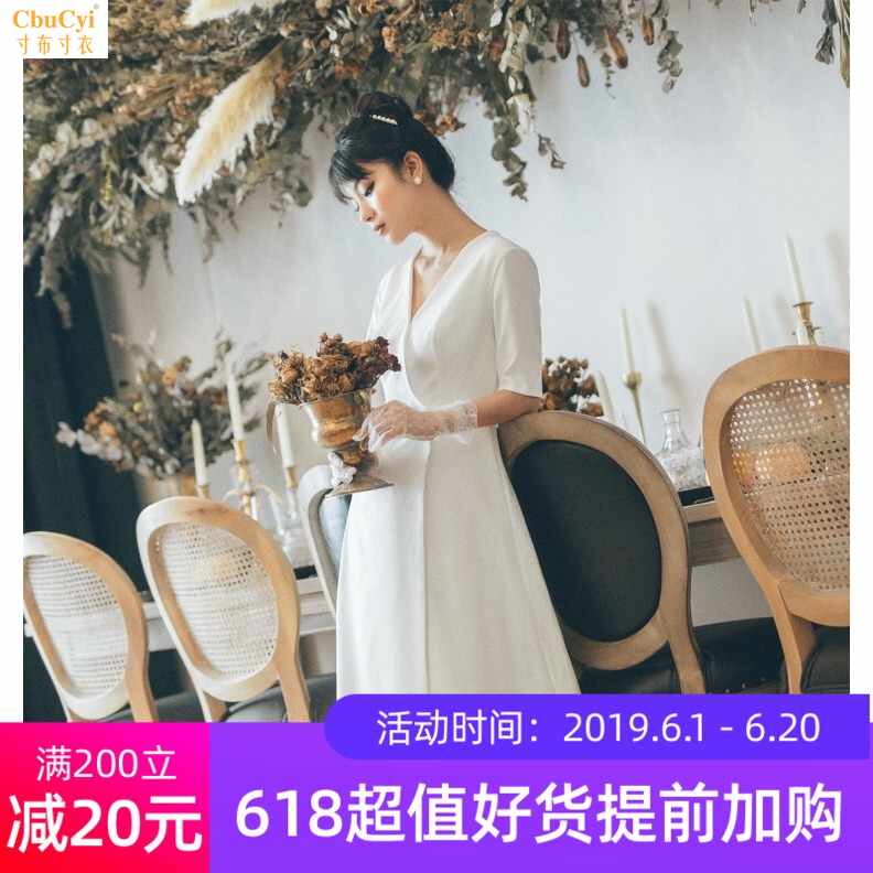 缎面轻婚纱2019新款法式超仙复古赫本森系旅拍显瘦出门纱简约|ruв категории Женская одежда, Cвадебные платья, свадебное платье - от Buy2taobao.com для оказания профессиональной услуги покупки агента Taobao