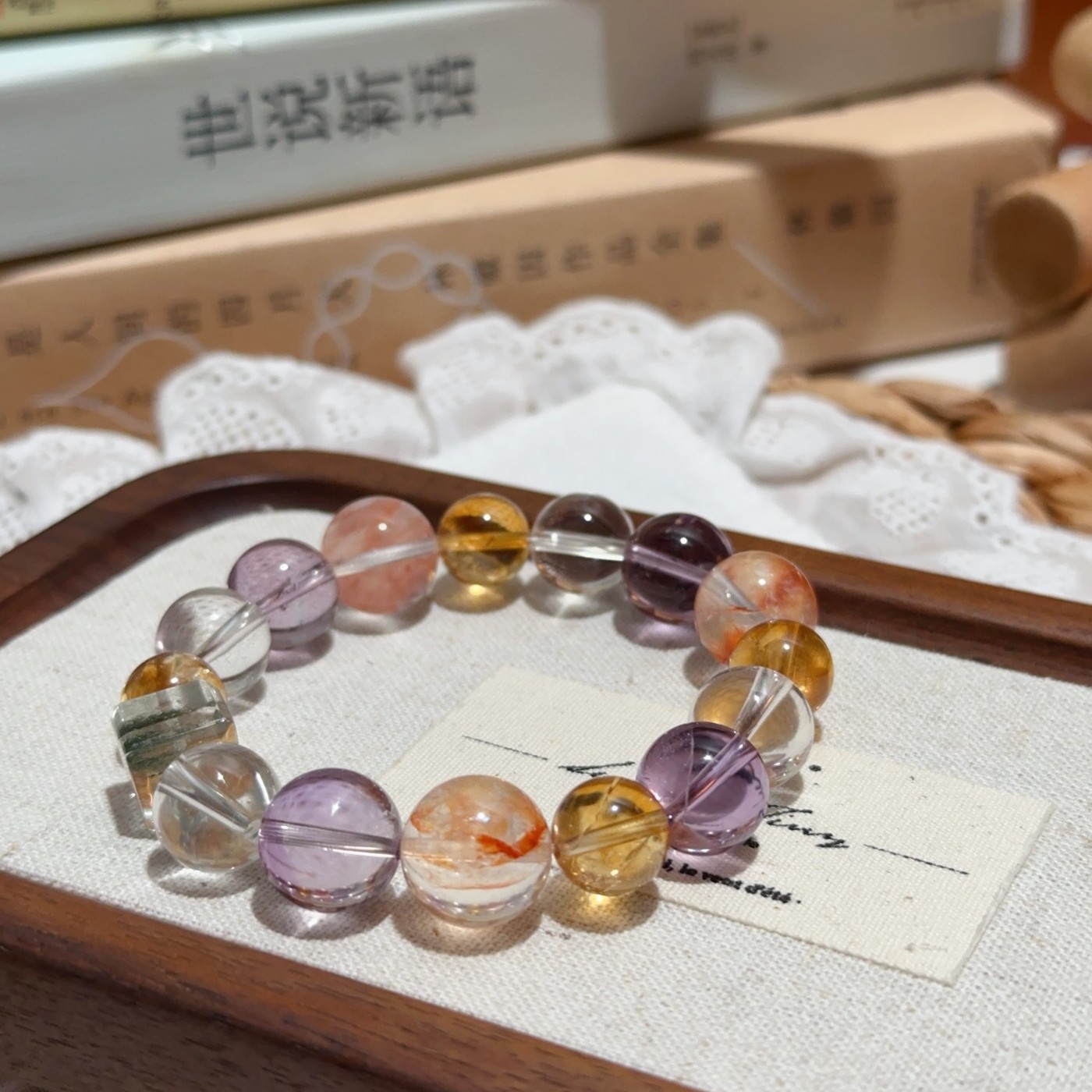 熊熊熊酱「小精灵」原创设计天然水晶紫水晶绿幽灵手串多宝女手链