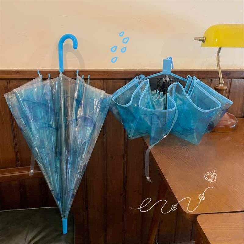 水族馆联名透明水母伞高颜值长柄雨伞海洋世界拍照氛围感女折叠厂