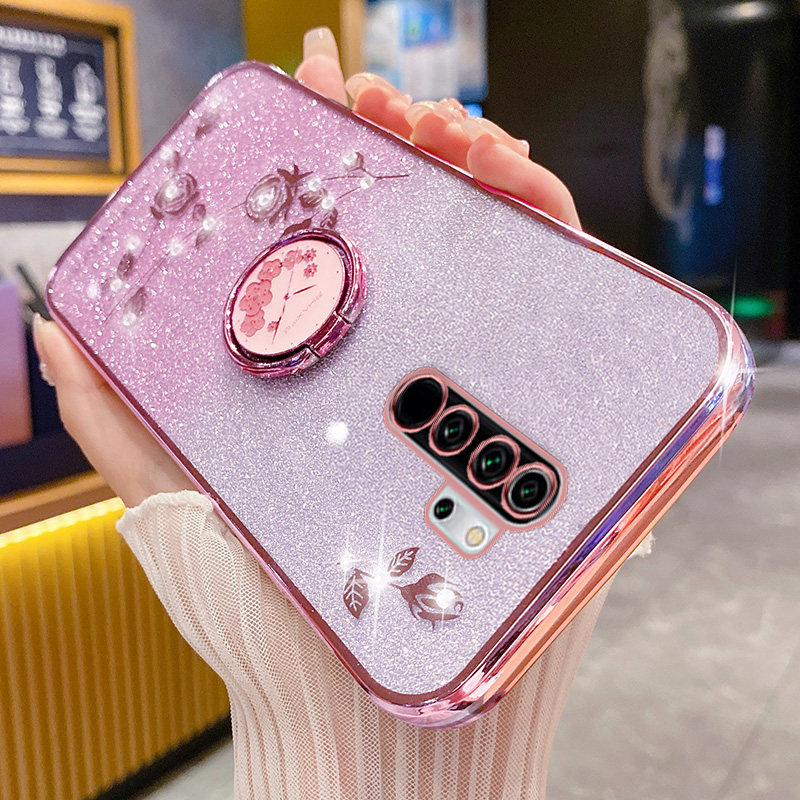 红米note8pro手机壳玫瑰花支架