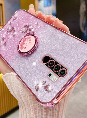 适用于红米note8pro手机壳redminote8保护硅胶套redmi全包not8por防摔小米noto8p软壳女闪粉玫瑰指环支架花水