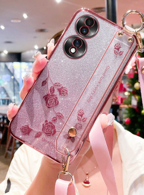 适用于华为荣耀70手机壳honor70pro保护5G硅胶套FNE一AN00全包防摔SDY软壳705g腕带七十por斜跨可背挂绳ANOO