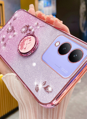 适用于vivoy36手机壳vivo保护y36i硅胶套y36m全包5G防摔V2318A软壳voviy闪粉玫瑰vovoy指环支架m5g花viviy丫3