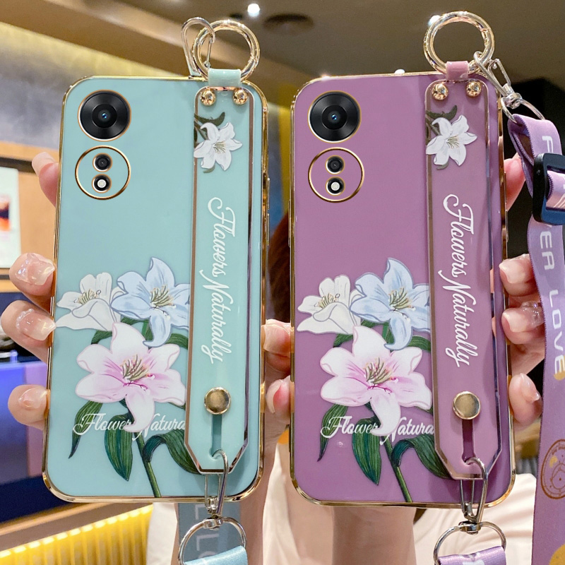 oppoA1pro手机壳蔷薇花腕带壳