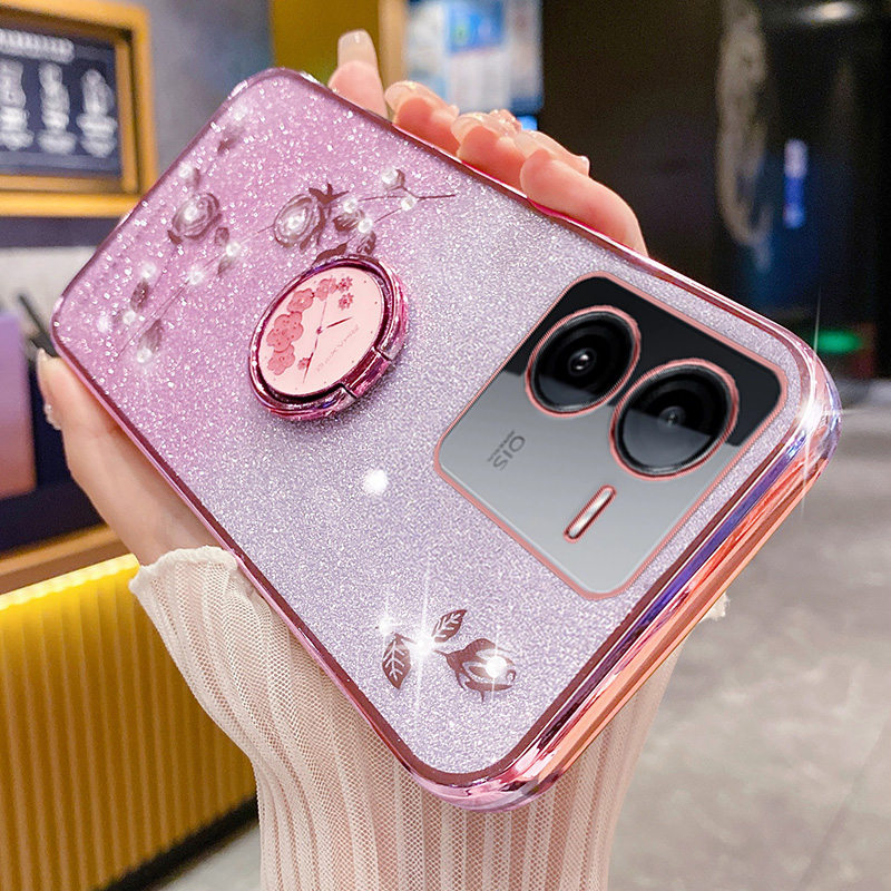 vivoy100t手机壳玫瑰花支架