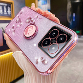 适用于小米14手机壳xiaomi14pro保护硅胶套5G镜头全包防摔m14软壳mi闪粉玫瑰por指环支架14p十四花钻145g新款