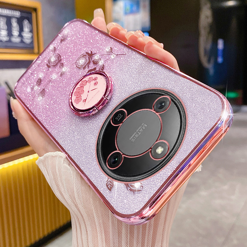 适用华为荣耀x70手机壳玫瑰支架