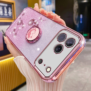 艾欧芭适用苹果17手机壳iphone17pro保护max硅胶套iphoneair镜头全包air防摔软壳promax闪粉玫瑰指环支架花钻