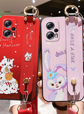 适用于红米note11TPro手机壳小米noto11t腕带pro十保护硅胶套5G全包防摔redmi磨砂软壳redminote卡通挂绳女潮