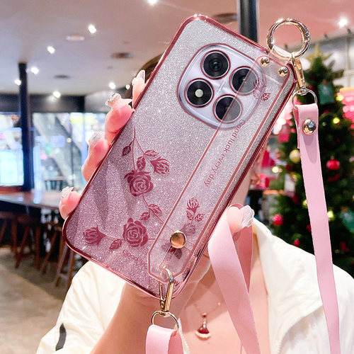红米note14pro十手机壳玫瑰挂绳