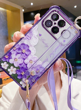 艾欧芭适用小米pocof8ultra手机壳f8pro保护硅胶套f8u镜头膜全包p防摔5g透明软poco海外国际版油画花斜挎挂绳