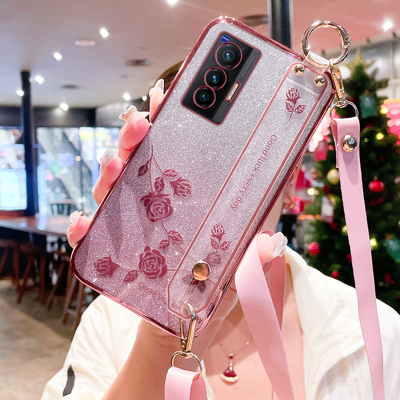 vivox70t手机壳玫瑰花挂绳