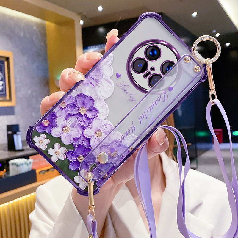 适用于华为mate70手机壳油画花朵