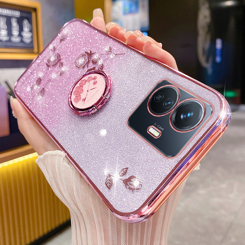 适用于vivoS15e手机壳玫瑰花支架