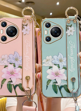 适用于华为pura70手机壳pure70pro保护p70por十硅胶套HBN一AL00全包防摔软10腕带80挂绳女潮pr0花朵puar新款A