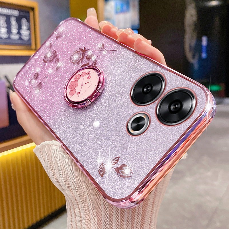 红米turbo3手机壳玫瑰花支架