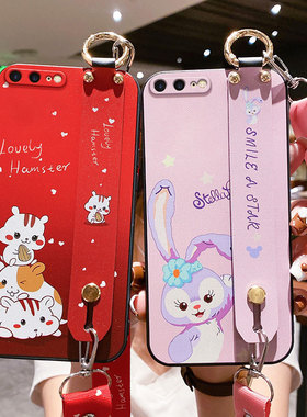 适用于苹果6splus手机壳iphone6腕带保护套6s新款ip潮i6sp外壳苹果x全包7puls防摔苹果8plus磨砂网红卡通斜挎