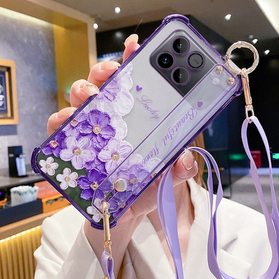 适用vivos60手机壳油画花朵