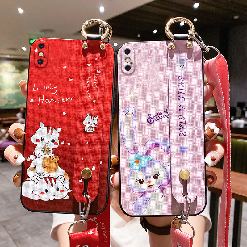 苹果iphonexr可爱风挂绳手机壳